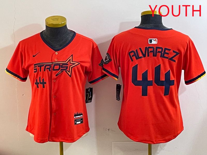 Youth Houston Astros #44 Alvarez Orange Three generations Joint Name 2025 Nike MLB Jersey style 410->youth mlb jersey->Youth Jersey